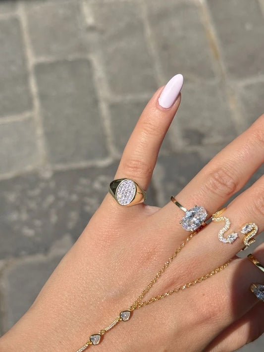 Lustro Oval 925 Silver Pinkie Ring