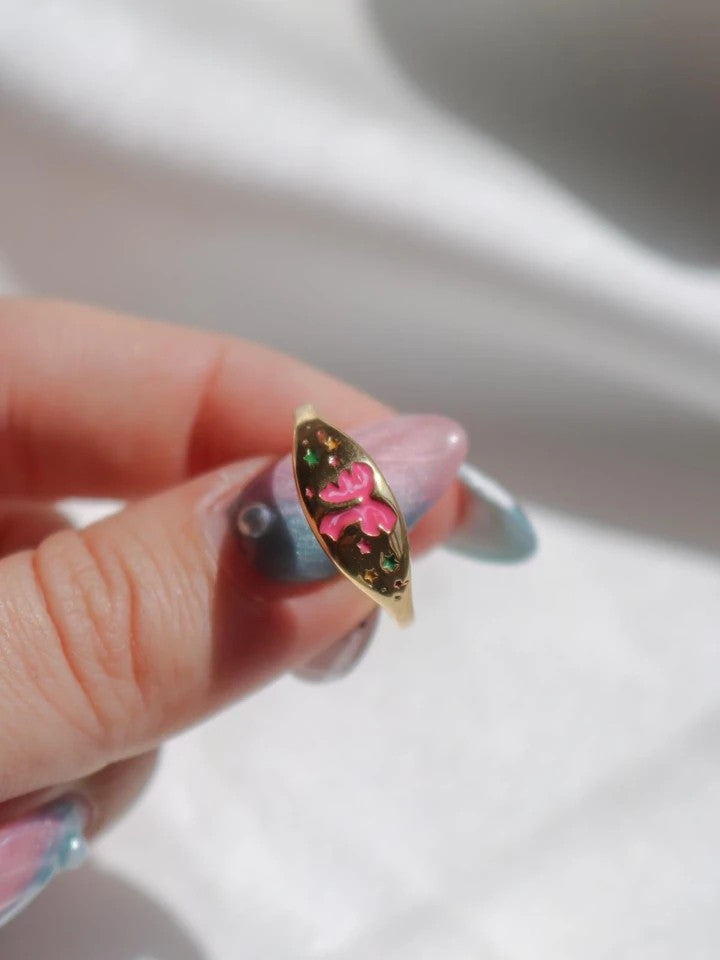 Vintage Colorful Bow Steel Ring