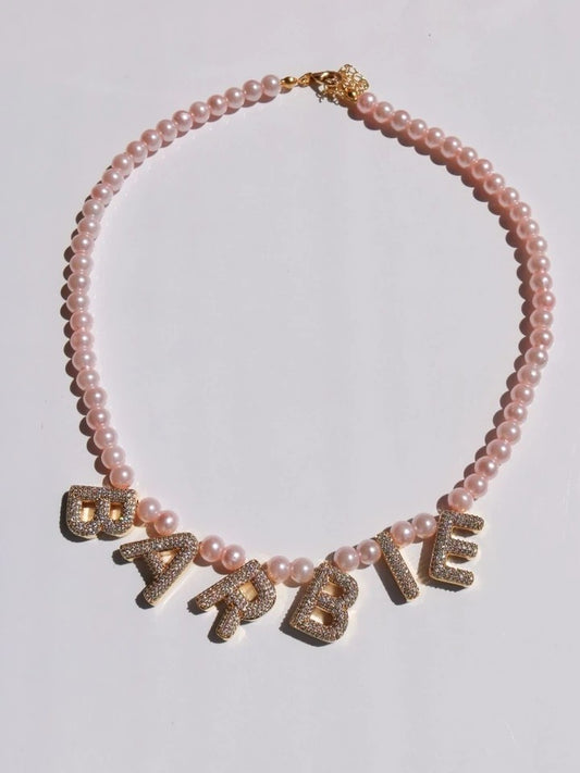 Barbara Stone And Pearl Name Necklace