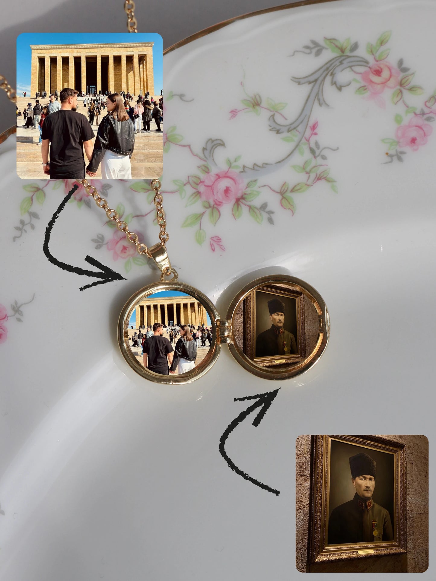 Purple Aurora Sun Personalized Photo Locket Necklace