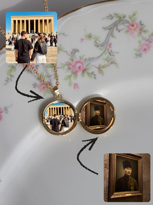 Purple Aurora Sun Personalized Photo Locket Necklace