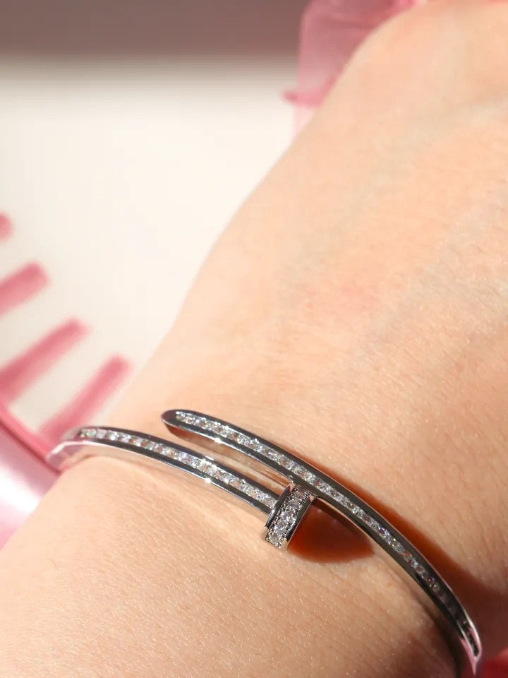Studded Nail Steel Bracelet with Stone