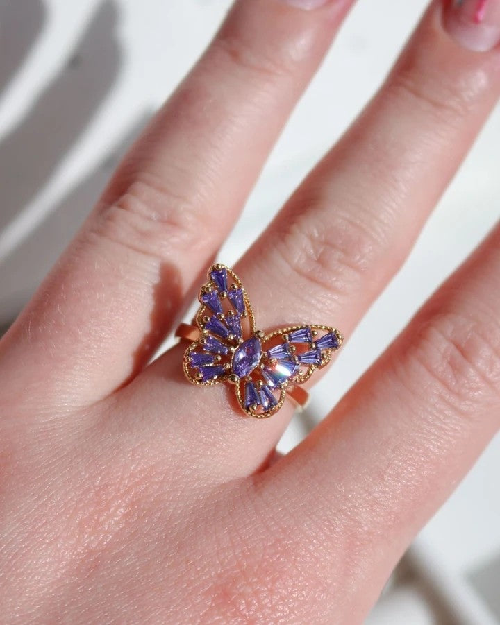 Baguette Stone Butterfly Ring