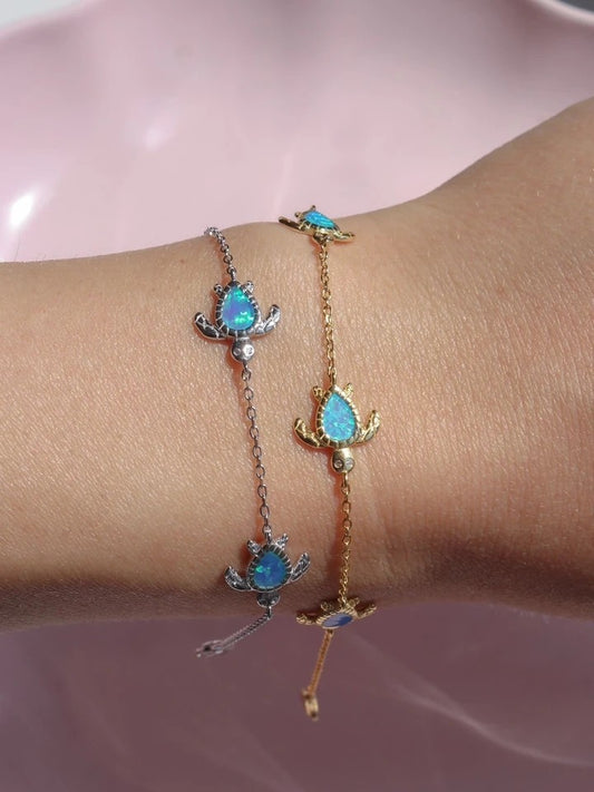 Blue Sea Turtle 925 Silver Bracelet