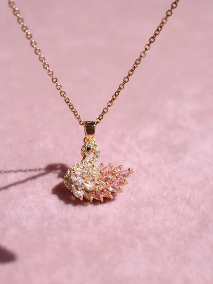 Pink Swan Steel Necklace