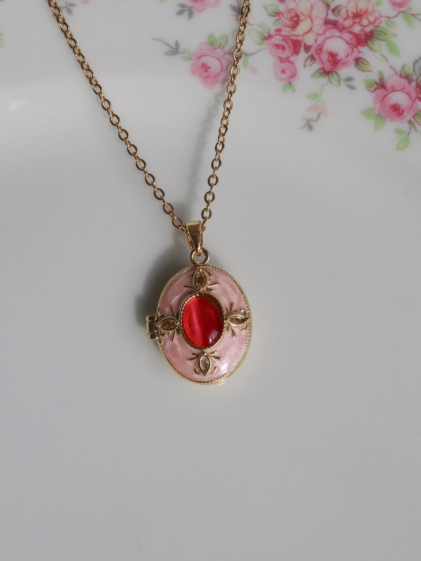 Pink Crimson Glow Personalized Photo Locket Necklace