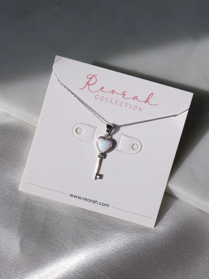 Key Of My Heart Opal 925 Silver Necklace