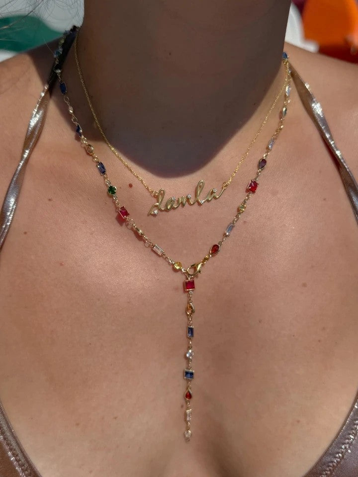 Personalized Stone Name 925 Silver Necklace