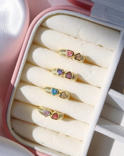 Double Heart 925 Silver Ring