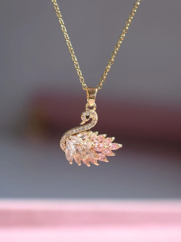 Pink Swan Steel Necklace
