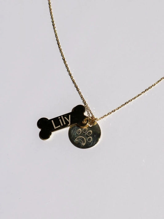 My Dog Bone Name Necklace 925 Silver