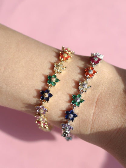 Colorful Sparkling Flower Bracelet