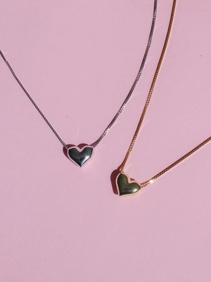 Minimal Bubble Heart 925 Silver Necklace