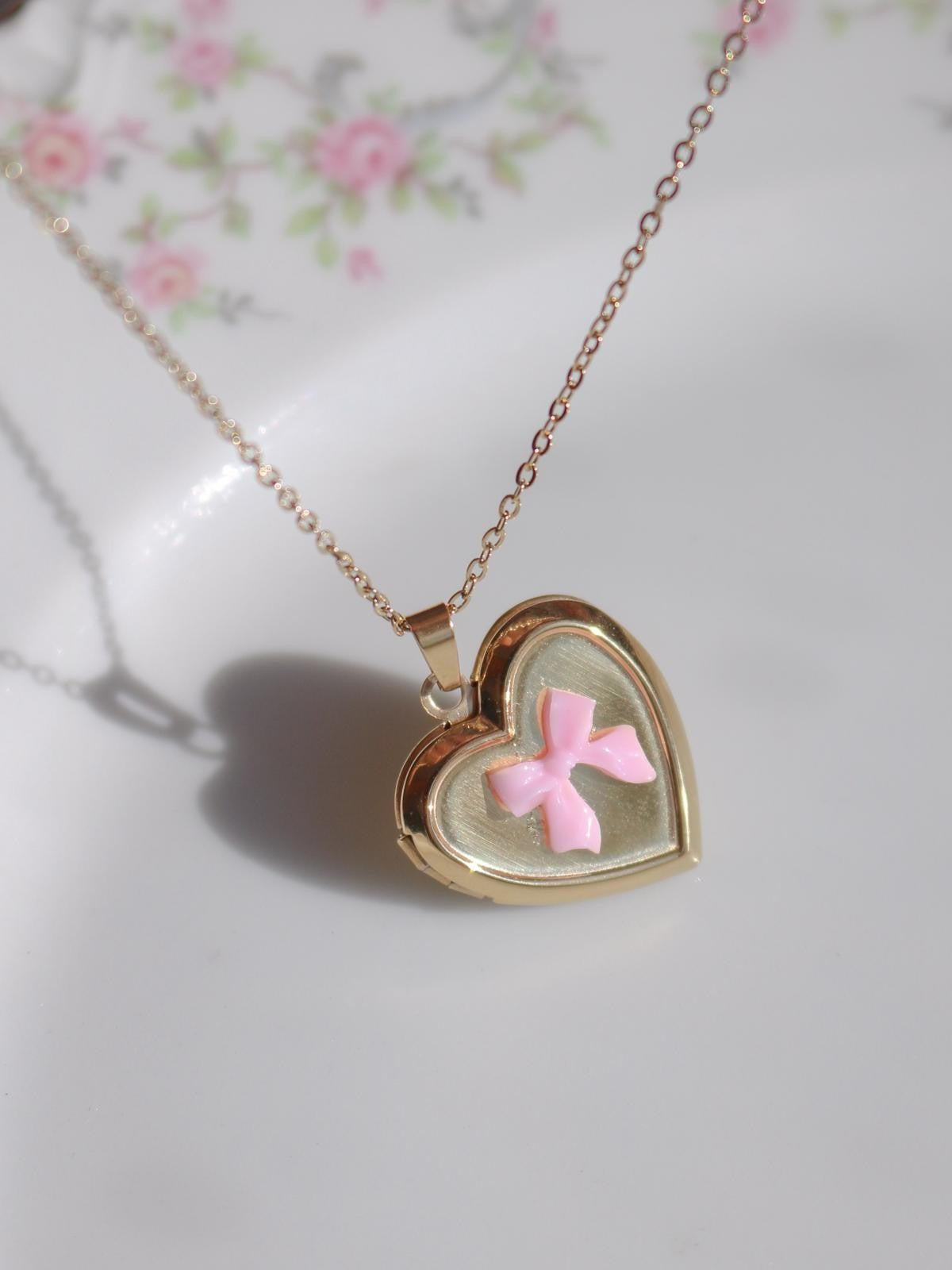 Pink Ribbon Personalized Photo Steel Necklace