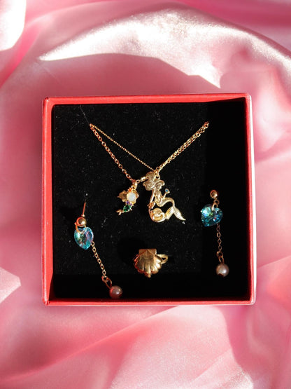 Ariel Necklace, Earrings, Ring Jewelry Set