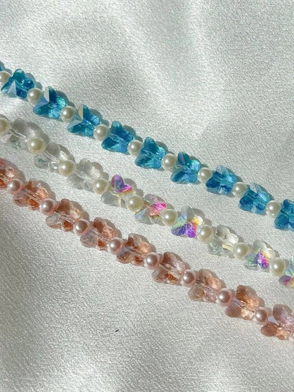 Butterfly Glass Pearl Choker