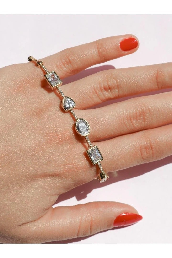 Steel Bracelet With Large Mixed Cut Stones