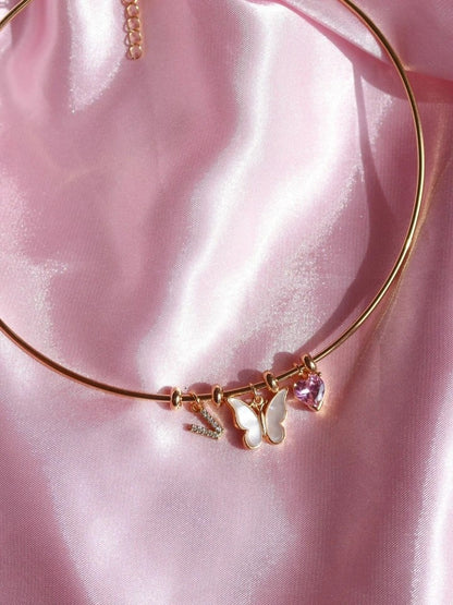 Butterfly Heart Hoop Necklace