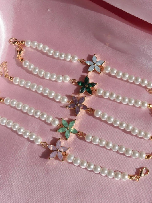 Pearl Infinity Flower Bracelet