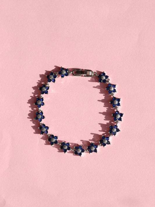 Navy Blue Sparkling Flower Bracelet