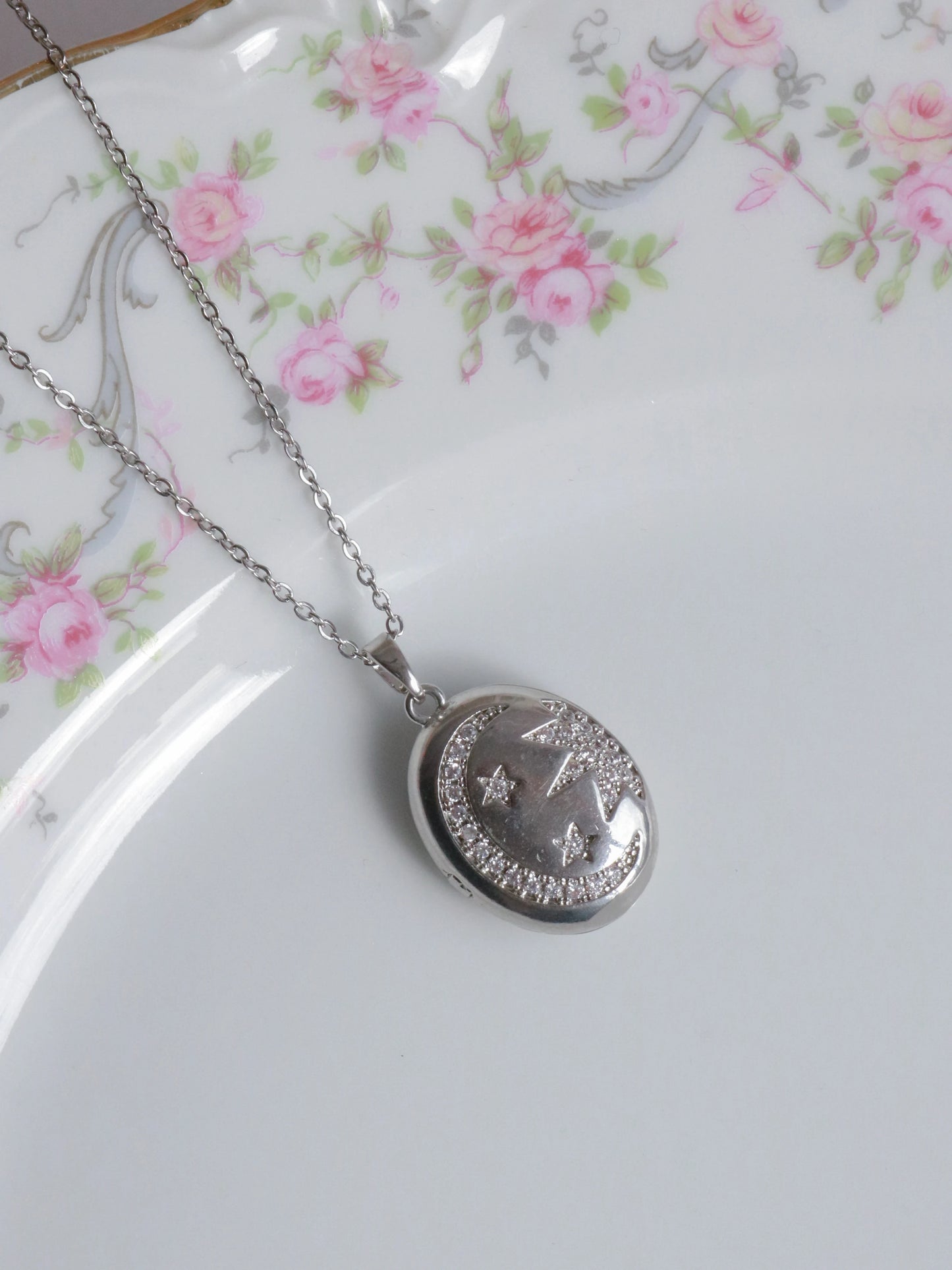 Moon Star Glow Personalized Photo Locket Necklace