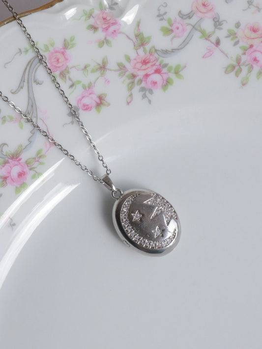 Moon Star Glow Personalized Photo Locket Necklace