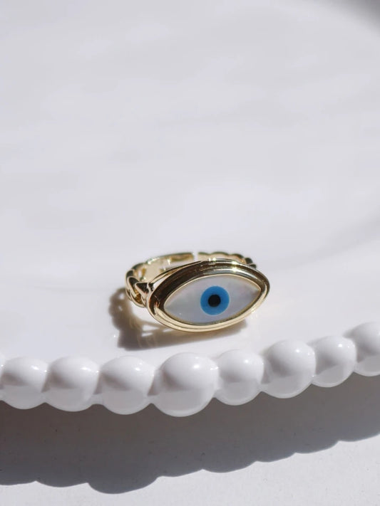 Pearl Evil Eye Ring