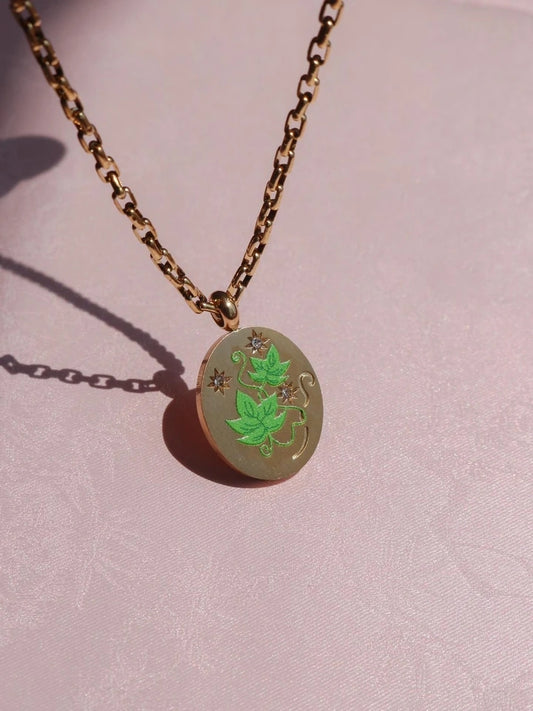 Vintage Leaf Steel Necklace