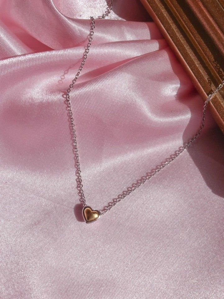 Minimal Double Color Heart Necklace 925 Silver