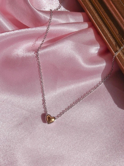 Minimal Double Color Heart Necklace 925 Silver