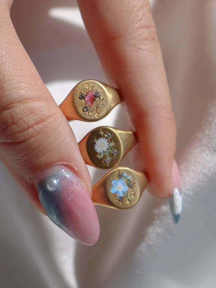 Vintage Daisy Steel Ring