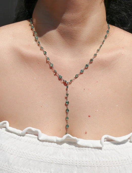 Blue Heart Shine Y Necklace