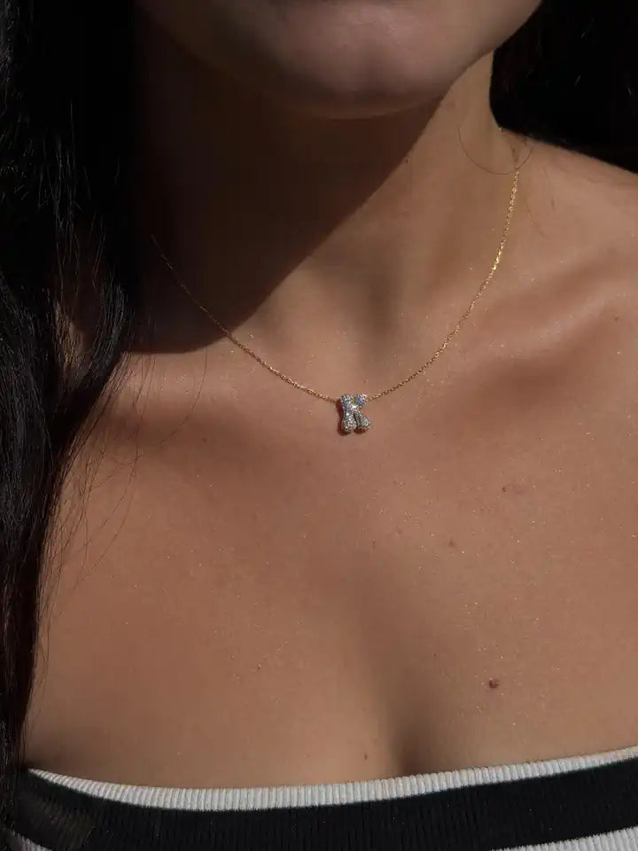Dazzle Spark Personalized Letter 925 Silver Necklace