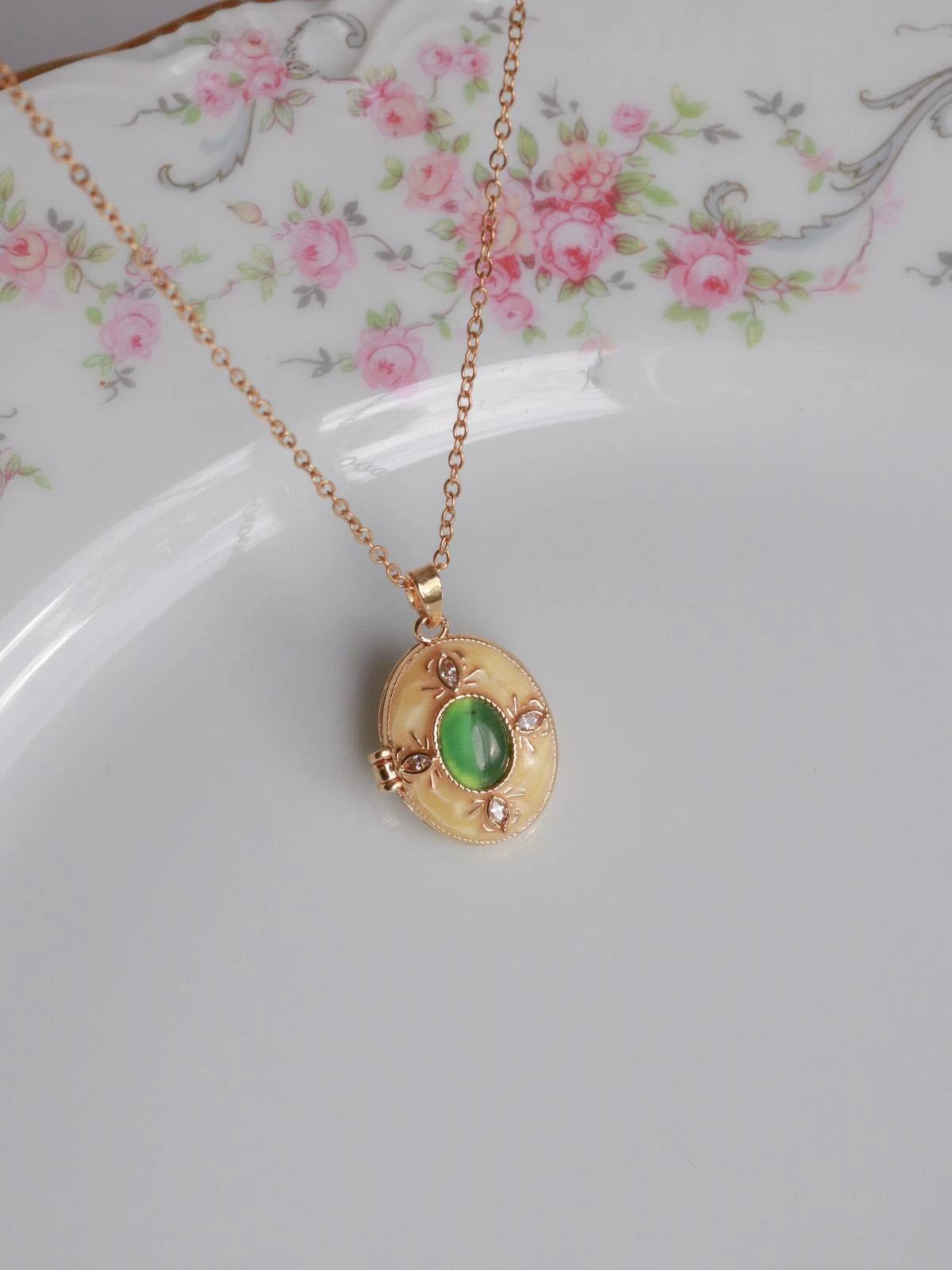 Yellow Crimson Glow Personalized Photo Locket Necklace