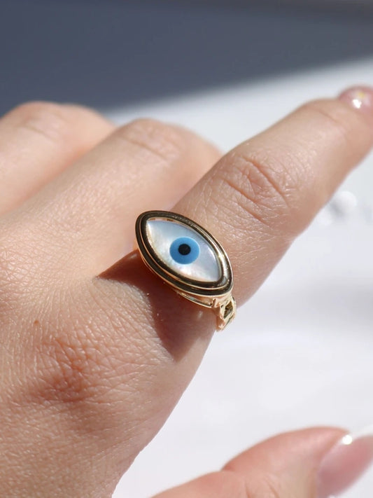 Pearl Evil Eye Ring