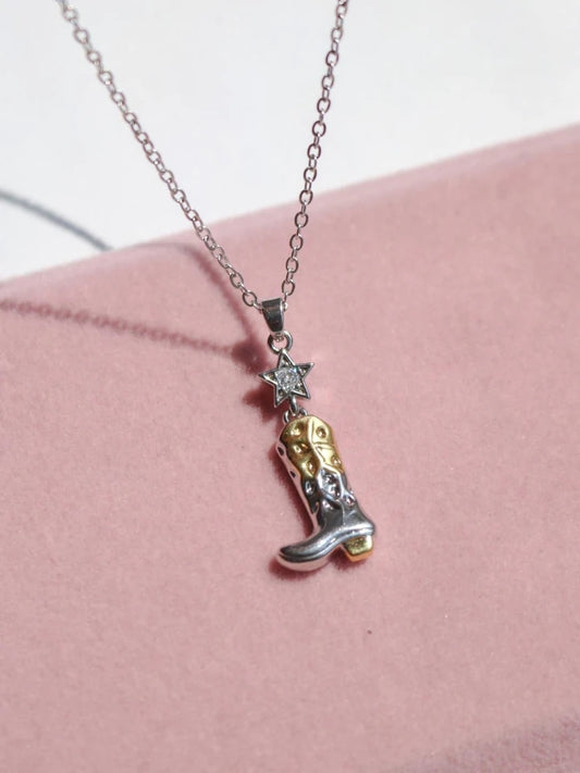 Cowboy Boots Duo Steel Necklace