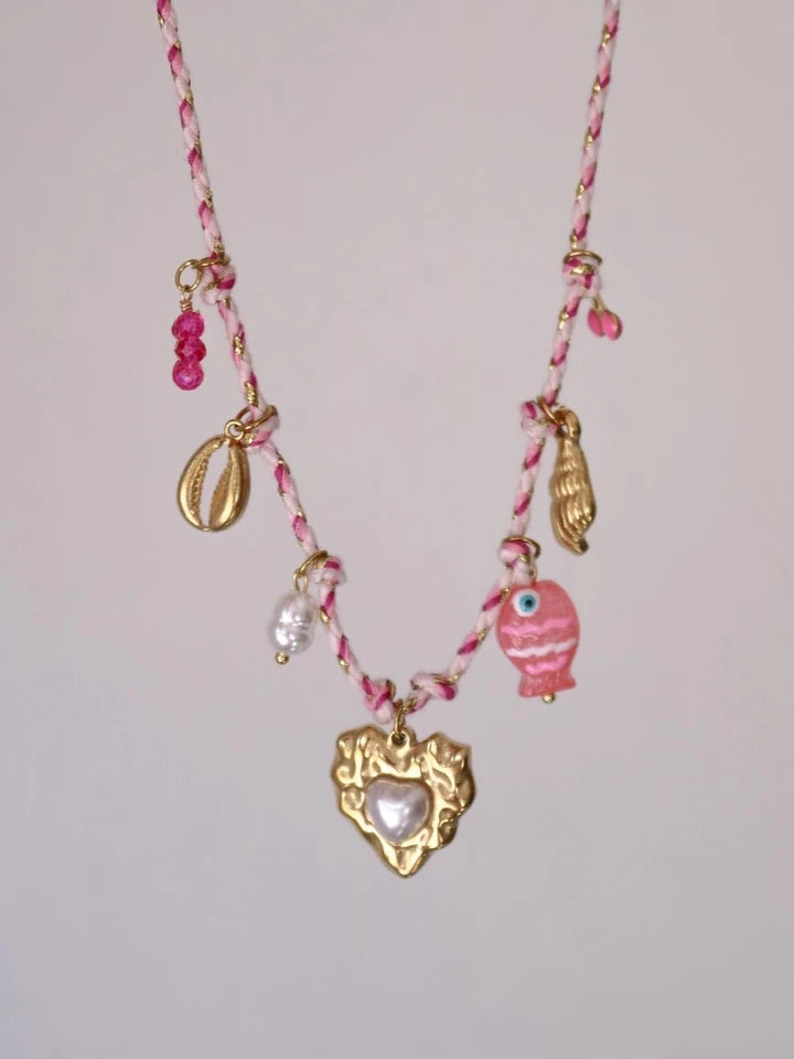 Pearl In The Heart Makrome Çelik Kolye