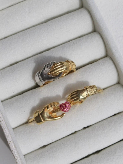 Hold My Hand My Love 925 Silver Couple Ring