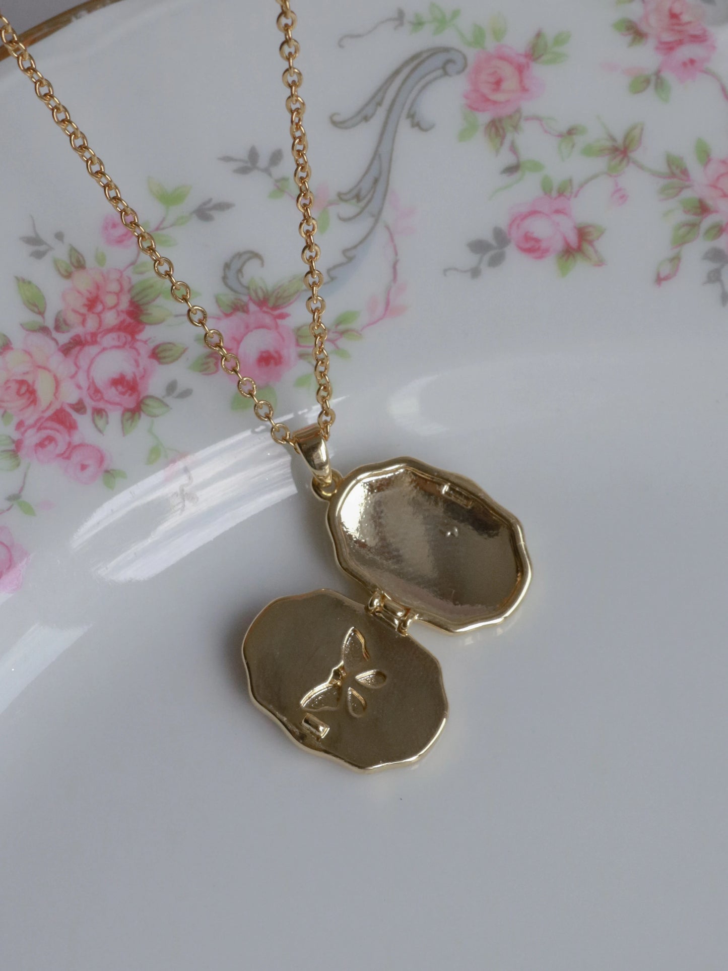 Pink Butterfly Glow Personalized Photo Locket Necklace