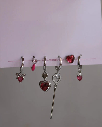Red Love Earring Set