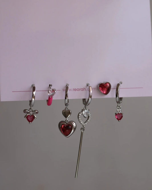 Red Love Earring Set