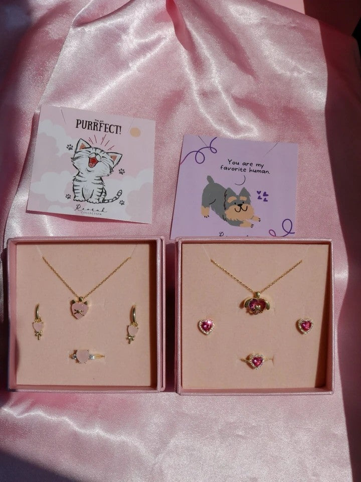 Cat And Dog Lover 925 Silver Set