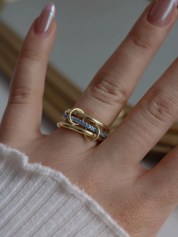 Blue Multi 925 Silver Ring