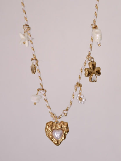 Hearts Glow Macrame Steel Necklace