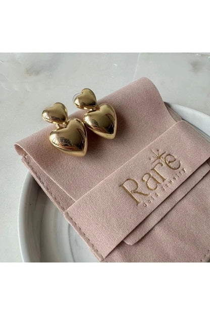 Double Bombe Heart Stud Earrings