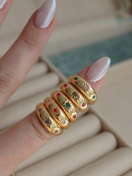 Colorful Vintage Trio Flower Glow Ring