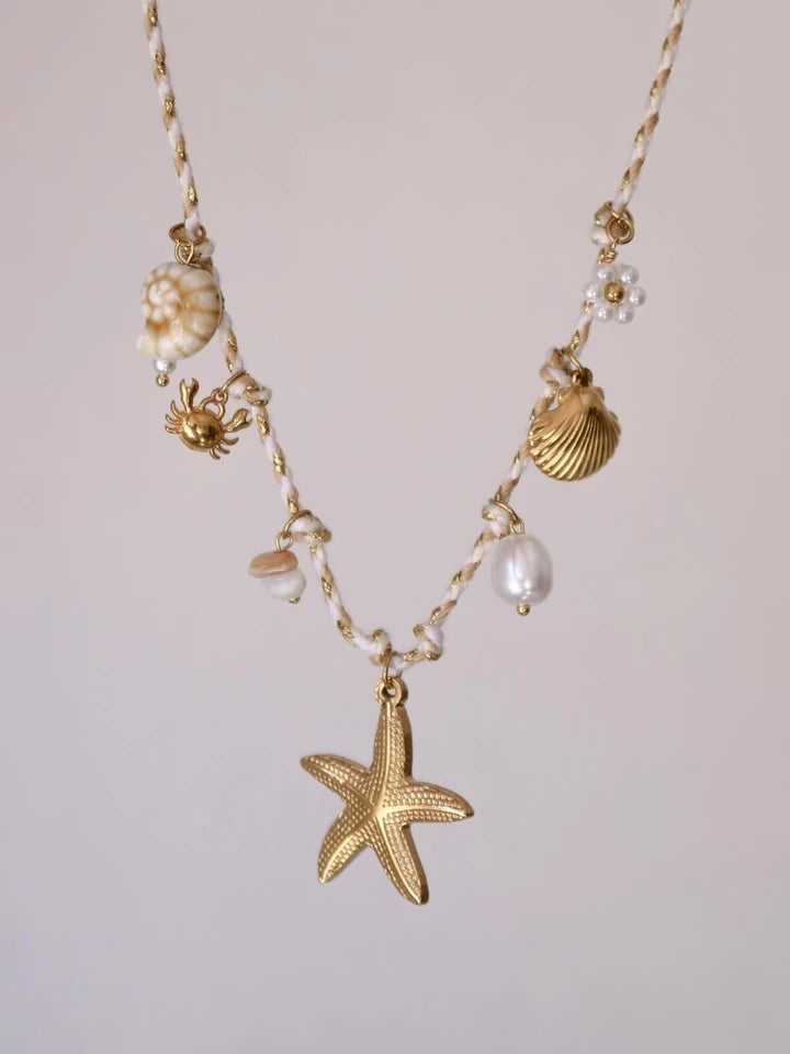 Marea Starfish Macrame Steel Necklace