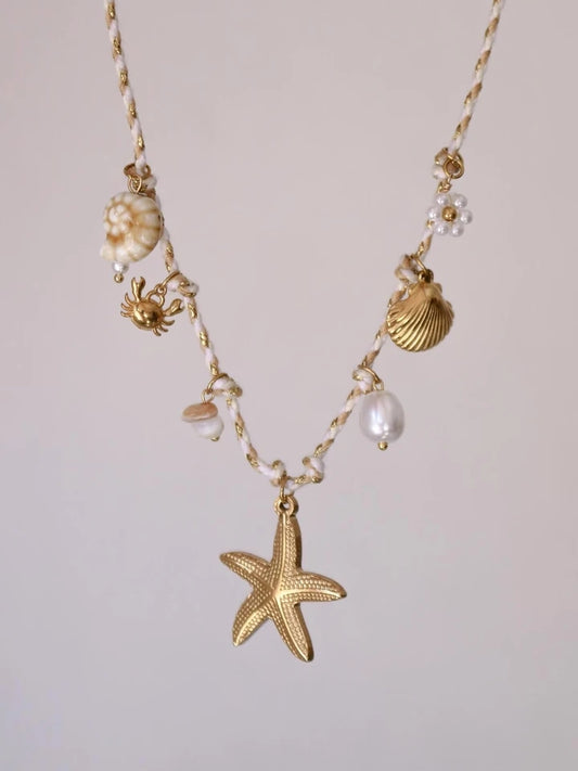 Marea Starfish Macrame Steel Necklace