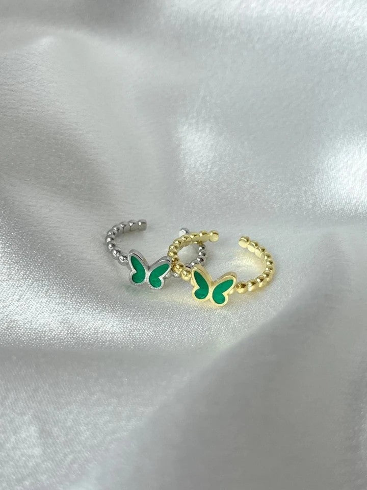 Emerald Butterfly 925 Silver Ring