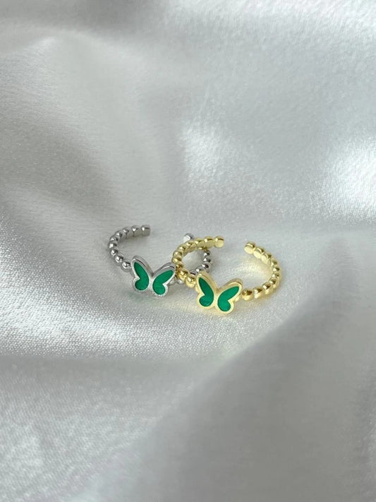 Emerald Butterfly 925 Silver Ring
